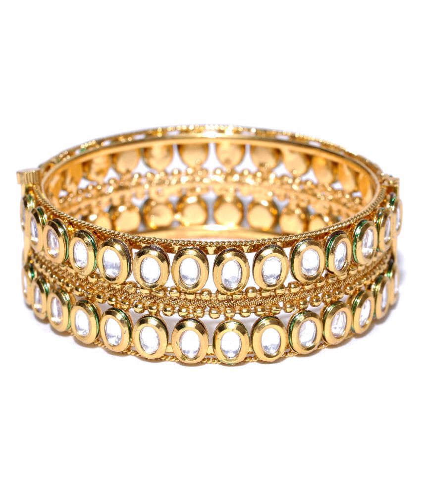     			Priyaasi Traditional Oval Shaped Kundan Gold Plated Bracelet for Women (Golden)