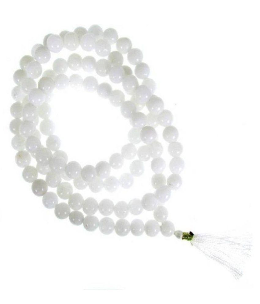     			White Hakik Mala ( 108+1 ) Beads