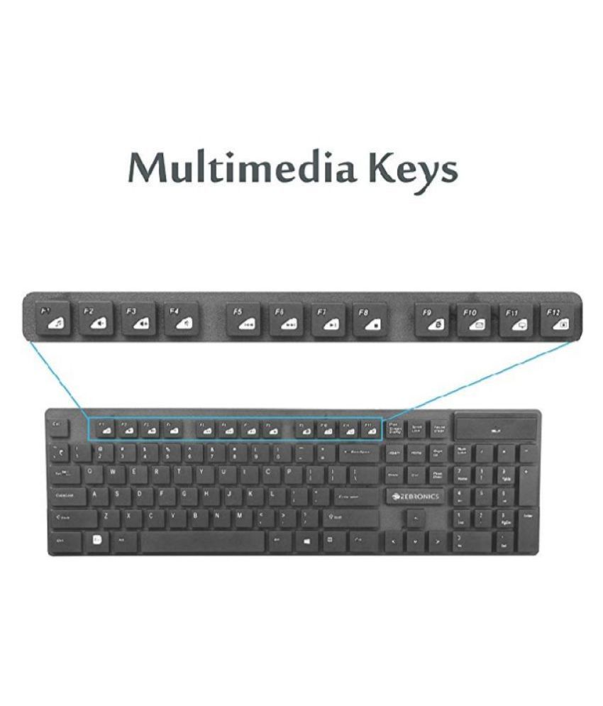 Zebronics 102 Black Wireless Keyboard Mouse Combo No