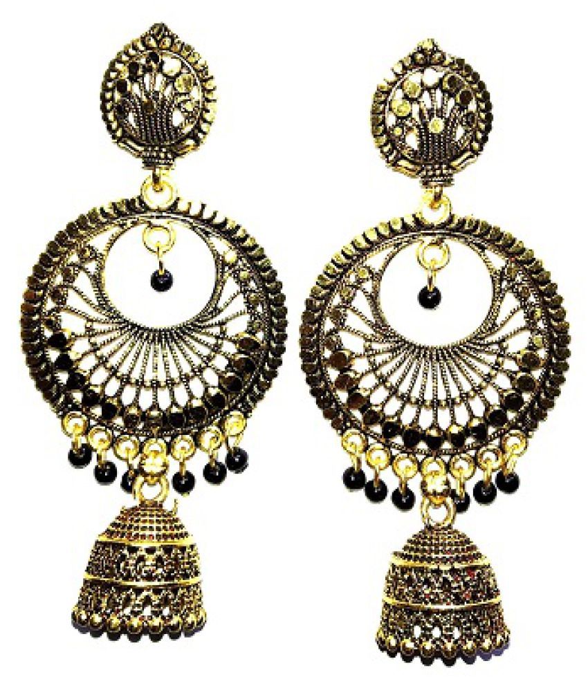 Afghani Kashmiri Designer Jewellery Oxidized Gold Plated Stylish Jhumka
