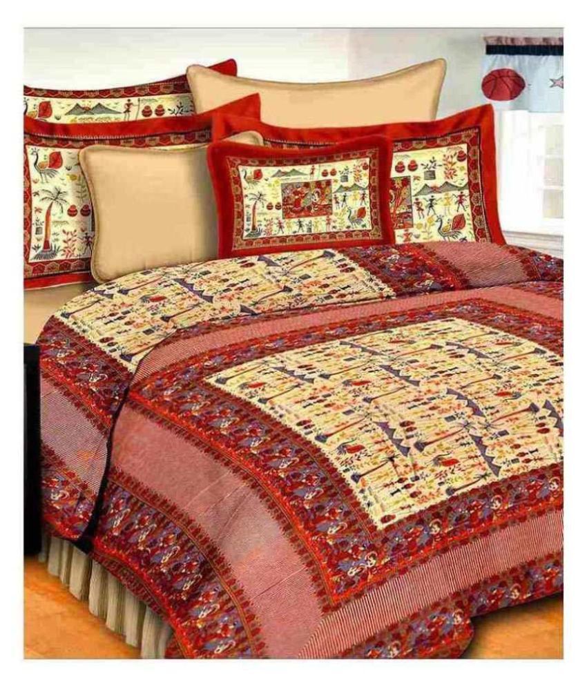     			Bombay Spreads Cotton Double Bedsheet with 2 Pillow Covers