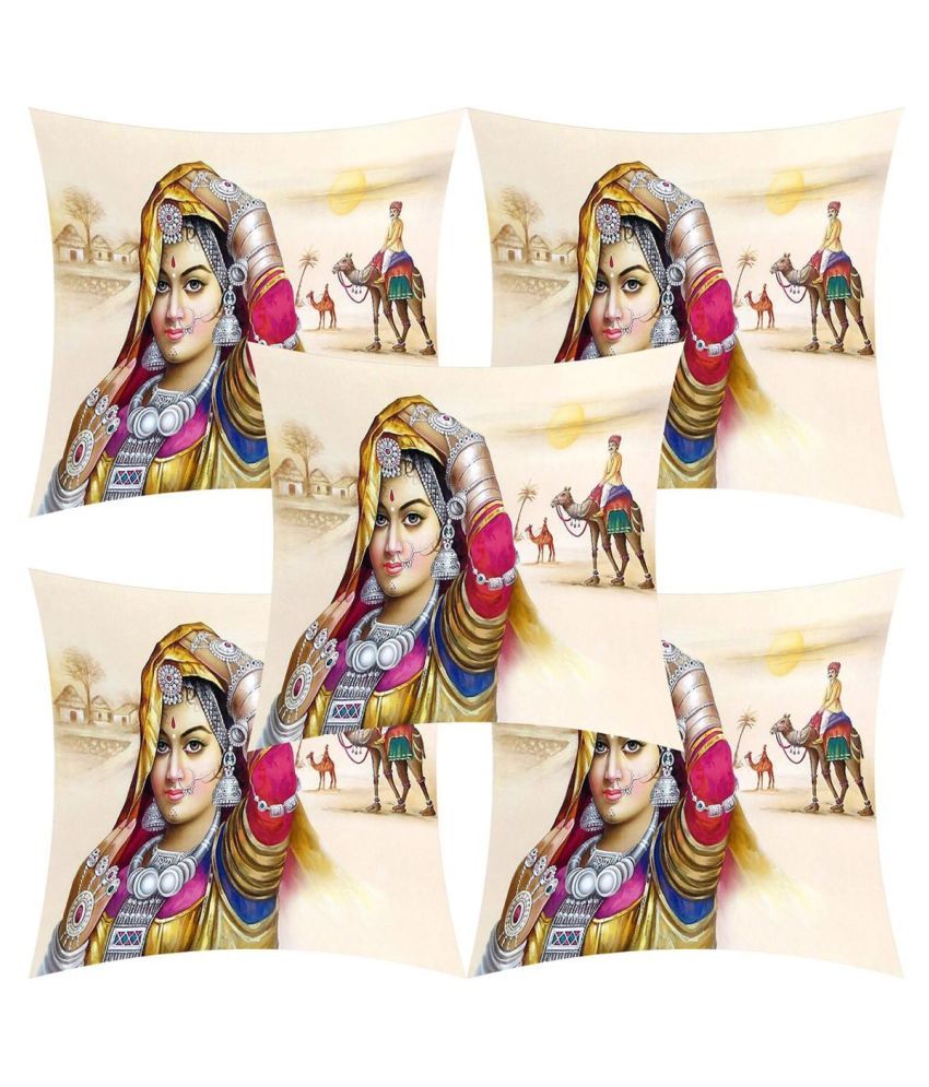 HK Collection Set of 5 Silk Cushion Covers 40X40 cm (16X16) Buy Online