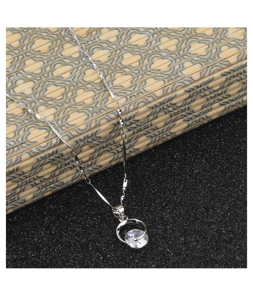     			SILVER SHINE  Silver Plated Delicated Stylish Chain Solitaire Diamond Pendant For Women