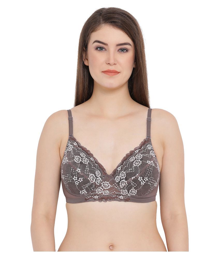     			Clovia Lace Everyday Bra - Brown