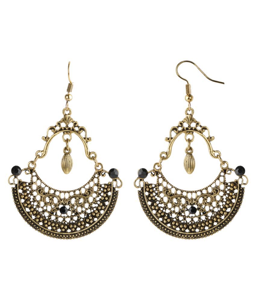     			Silver Shine Alluring Golden Vintage Designer Chandbali Earrings for Women