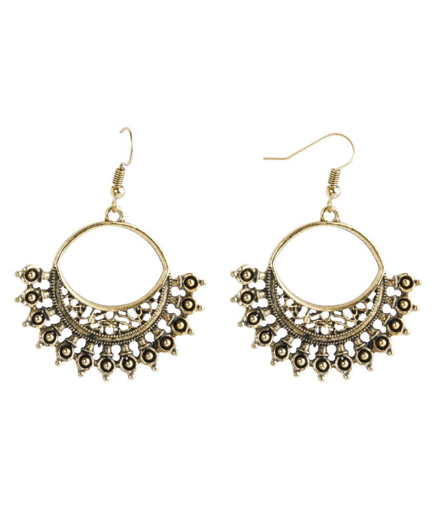     			Silver Shine Dashing Golden Warrior Design Chandbali Earrings for Women