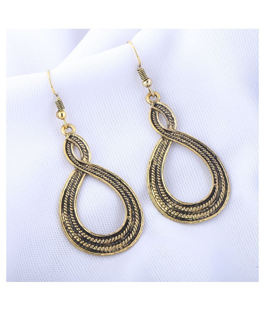     			Silver Shine Funky Golden Fish Hook Earrings for Women