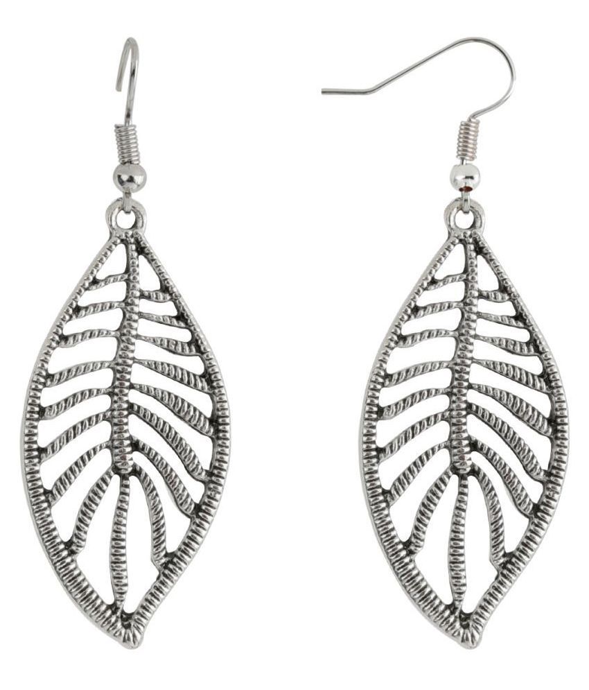     			Silver Shine Graceful Silver Hollow Leaf Design Drop Earring For Girls And Women