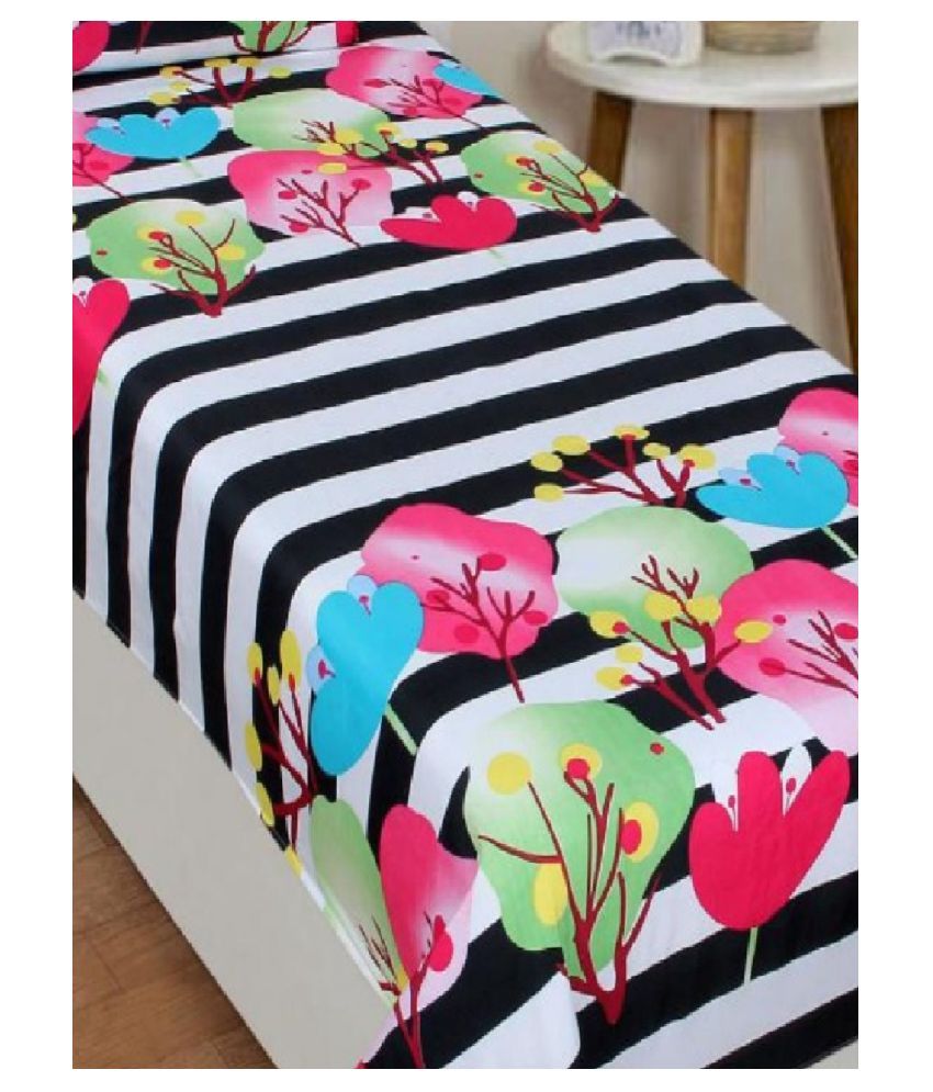 luvnoor handloom Poly Cotton Single Bedsheet with 1 Pillow Cover Buy