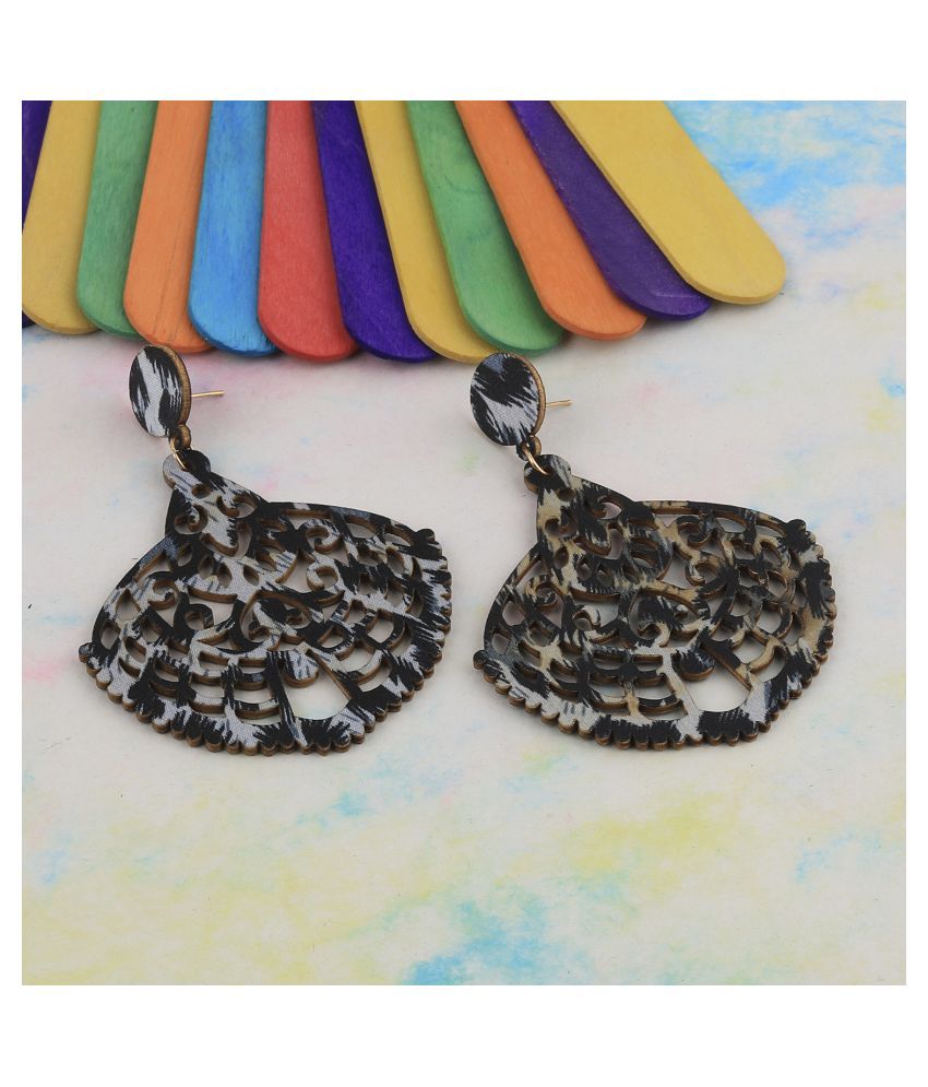     			SILVER SHINE Delicate Party Wear Wooden Dangles Earrings Perfect and Different Look for women girl.