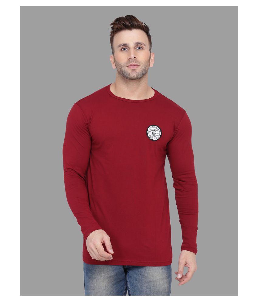     			Tfurnish Cotton Blend Maroon Solids T-Shirt