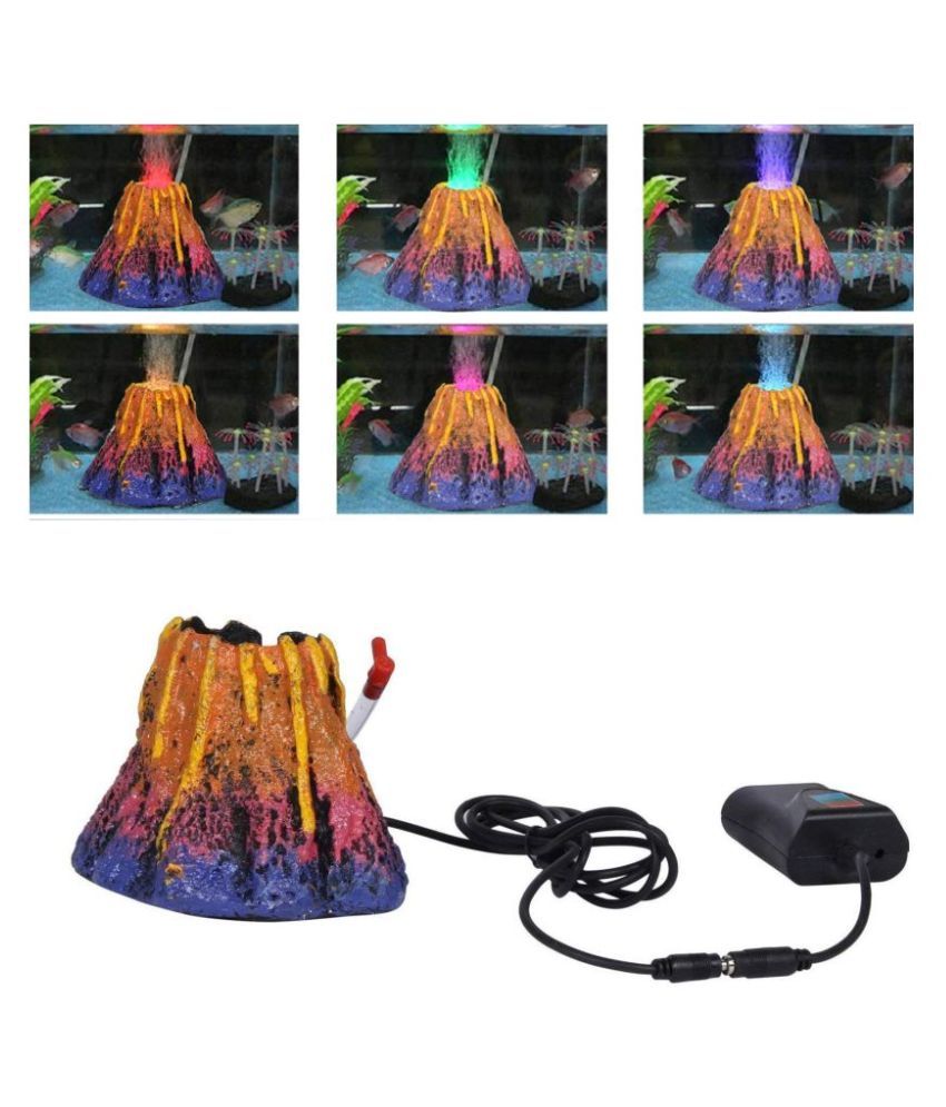 Aquarium Decorative Volcano Led Bubbler Submersible Light with AIR Stone (LED Volcano) Buy