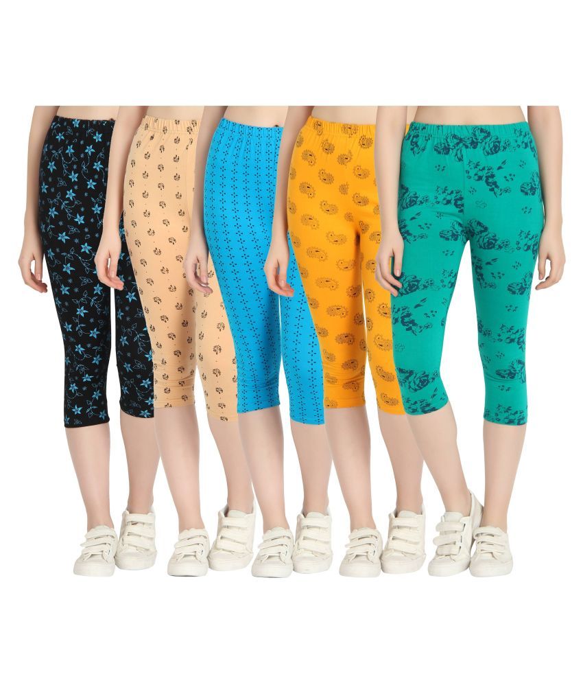     			Diaz Multi Color Cotton Lycra Printed Capri