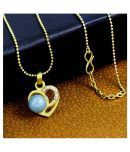 The Jewelbox Heart CZ 18K Gold Blue Brass American Diamond Pearl Necklace Pendant Chain Set Girls Women