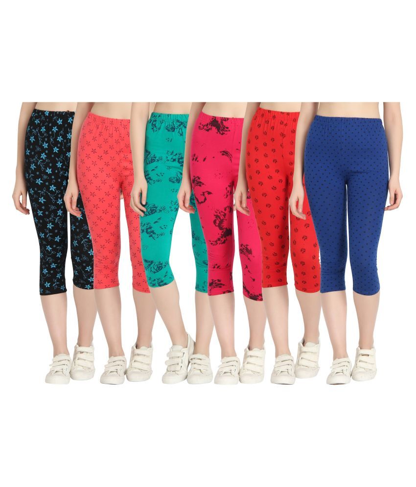     			Diaz Multi Color Cotton Lycra Printed Capri