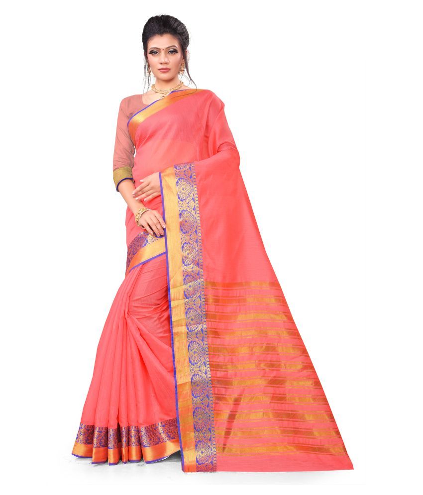 Pemal Designer Pink Cotton Silk Saree - Buy Pemal Designer Pink Cotton ...