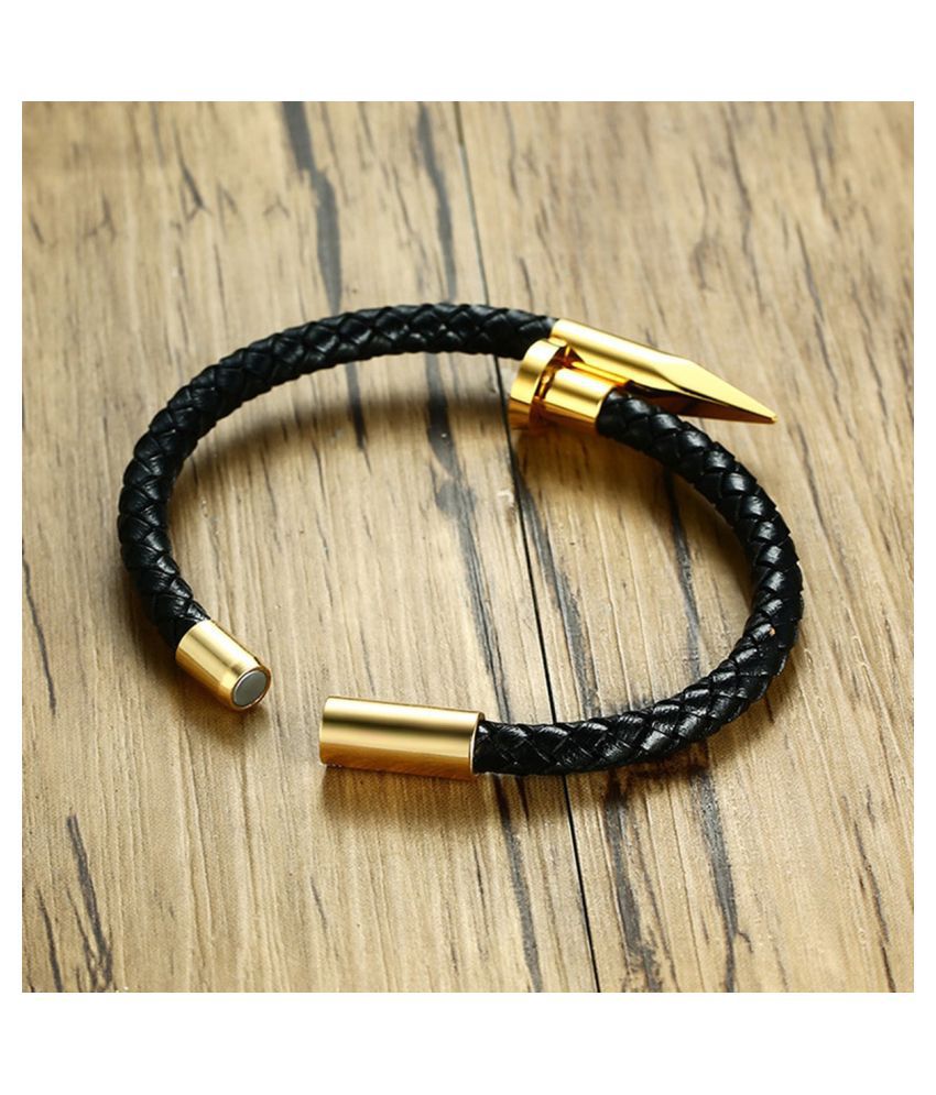 ZIVOM Gold Faux Leather Bracelets