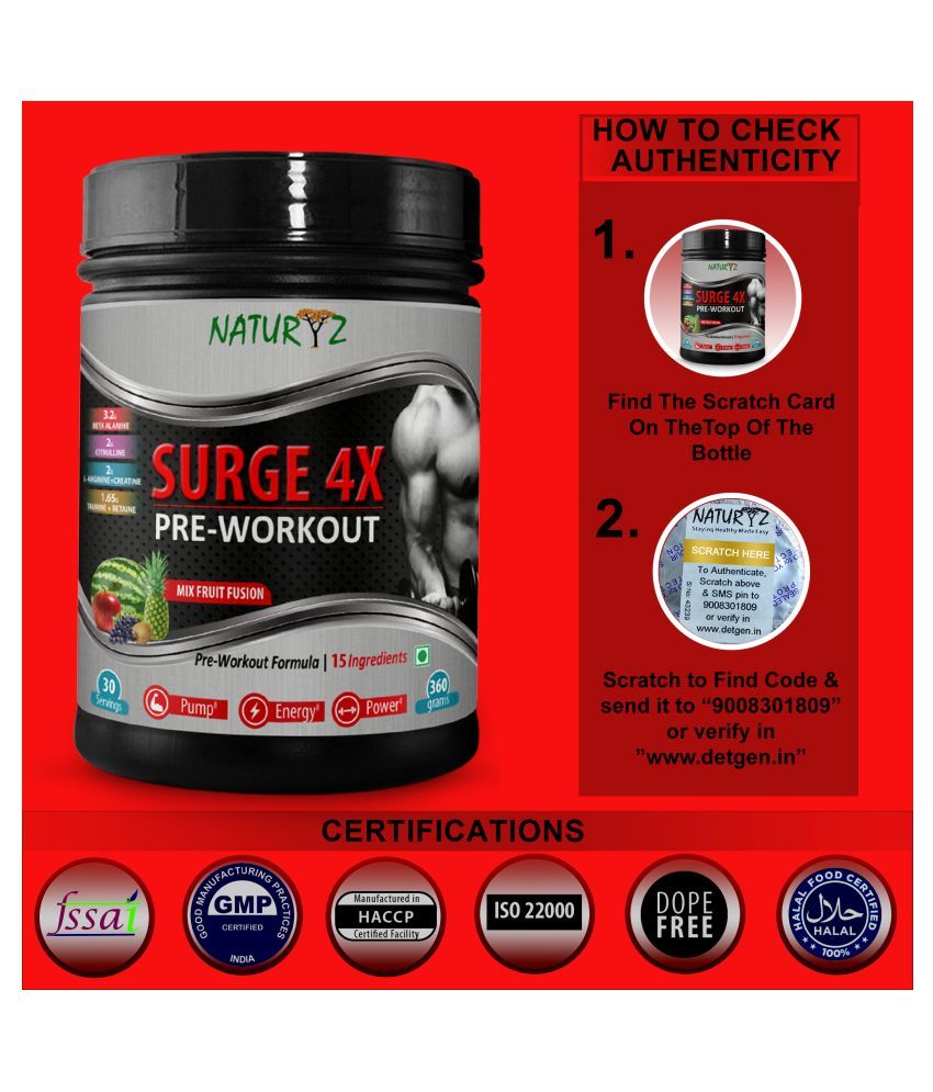 NATURYZ Surge 4x Advanced PreWorkout Formula 360 gm Buy
