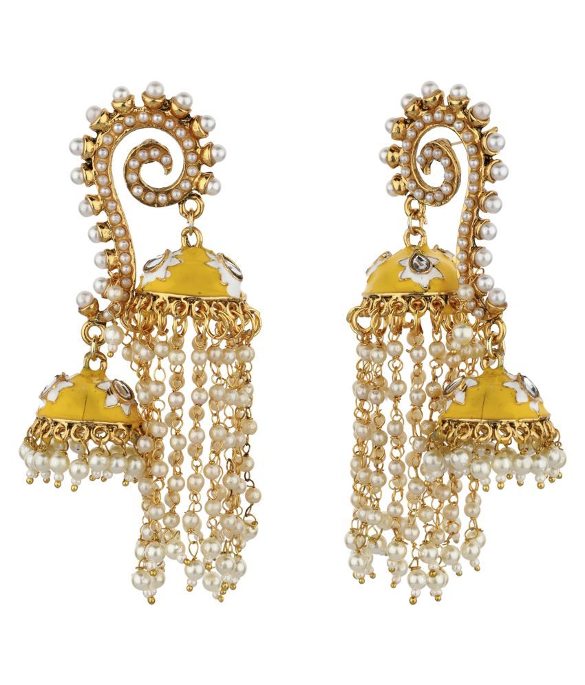 Jewel Farm Ethnic Traditional Designer Gold Plated Earrings (JFGER186