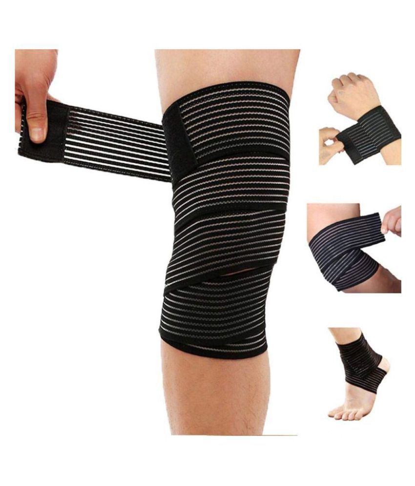 Auletics Nylon Spandex Knee Wrap Supports for Any Sports (Both Legs ...