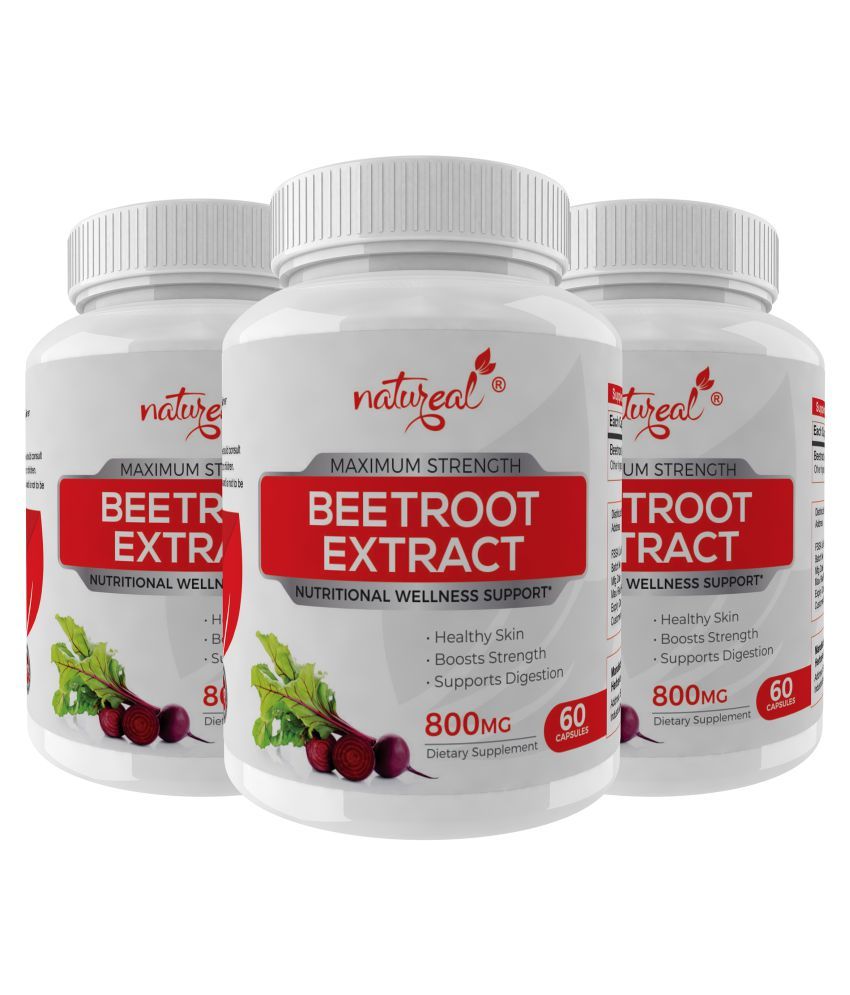 Natureal Beetroot 800 mg for Improved Digestion 180 no.s Capsule Pack