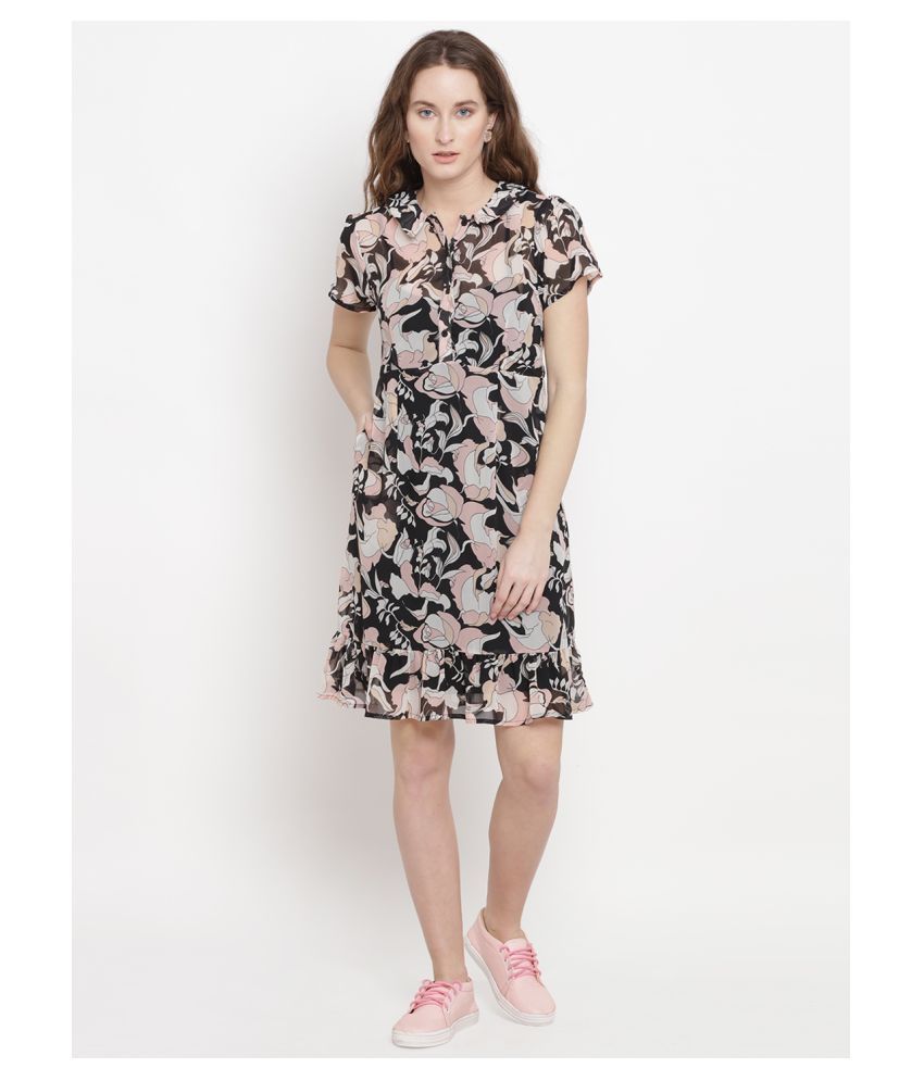 Abiti Bella Georgette Black A Line Dress Buy Abiti Bella Georgette Black A Line Dress Online At Best Prices In India On Snapdeal
