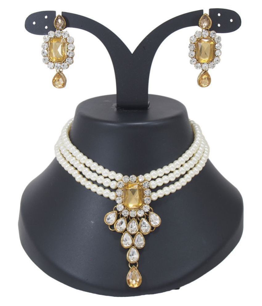     			Fashion Eye Alloy Golden Choker Designer Gold Plated Necklaces Set