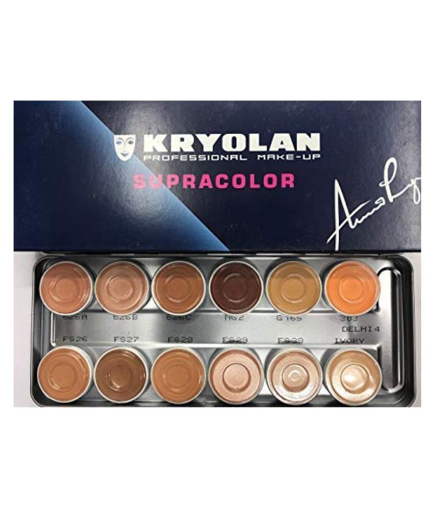 Kryolan Supracolor 12 Shades Cream Concealer + Oval Brush Medium 40 mL