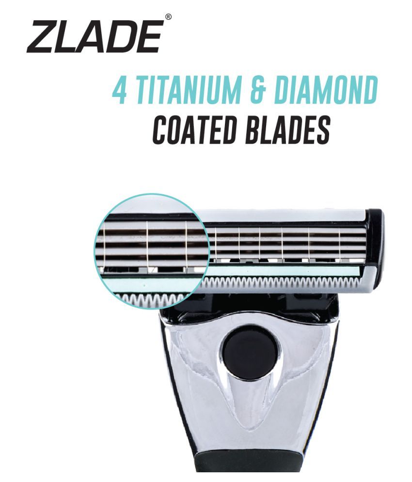 Zlade 4 Blade Shaving Razor For Men With SafeEdge Technology Titanium