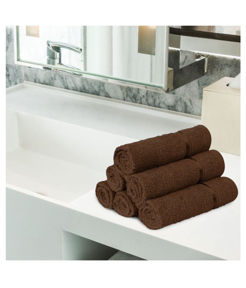 Story@Home Set of 6 Terry Face Towel Brown