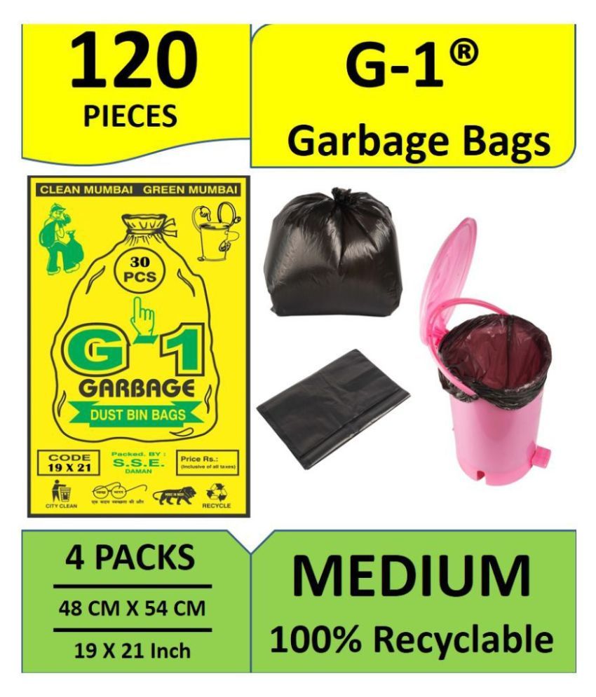 G 1® 100% Recyclable Garbage Bags - 120 Pieces - Pack of 4, Medium Size ...