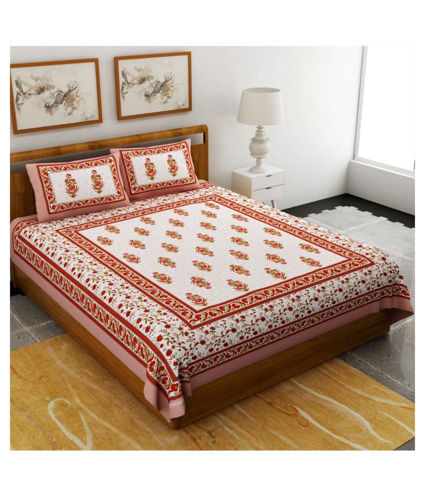     			Uniqchoice Cotton Double Bedsheet with 2 Pillow Covers