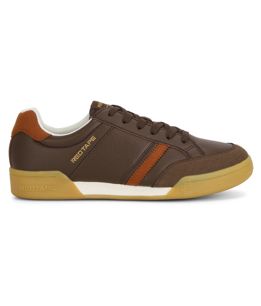 red tape brown leather sneakers