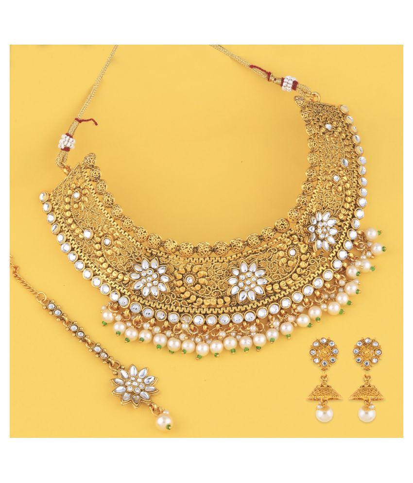     			Silver Shine Traditional Gold Choker Set For Women And Girl