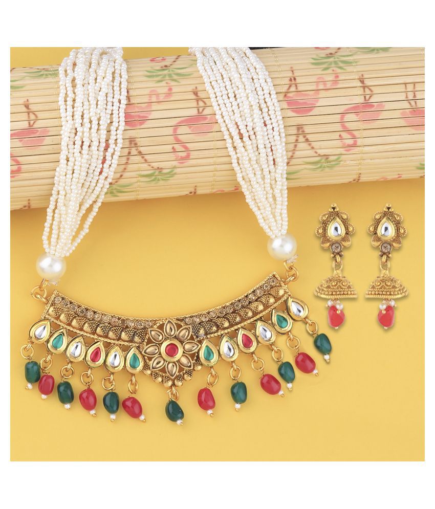     			Silver Shine Traditional Gold Choker Set For Women And Girl