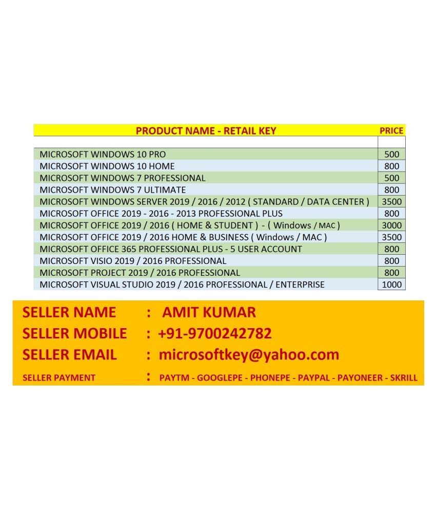 Microsoft Windows 10 Pro Retail Genuine License Product Key In 2