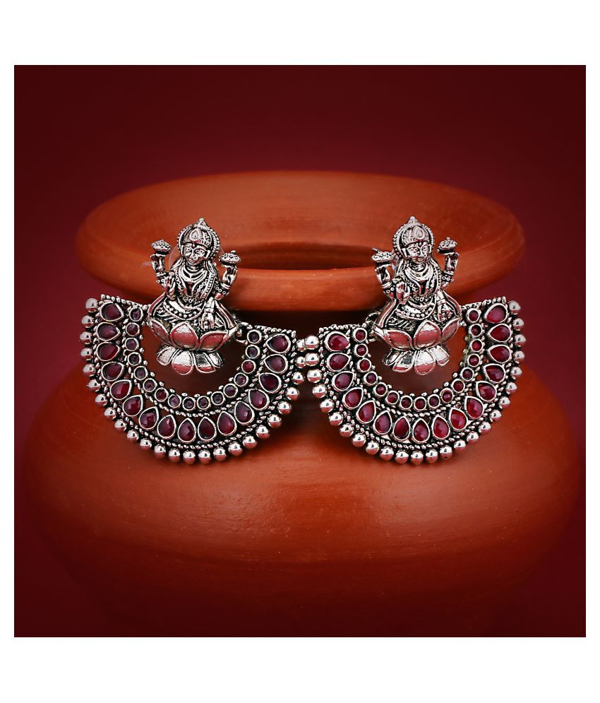     			Sukkhi Adorable Oxidised Goddess Laxmi Chandbali Earring for Women