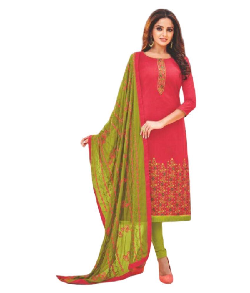 Saffron Attires Pink Cotton Dress Material Buy Saffron Attires Pink