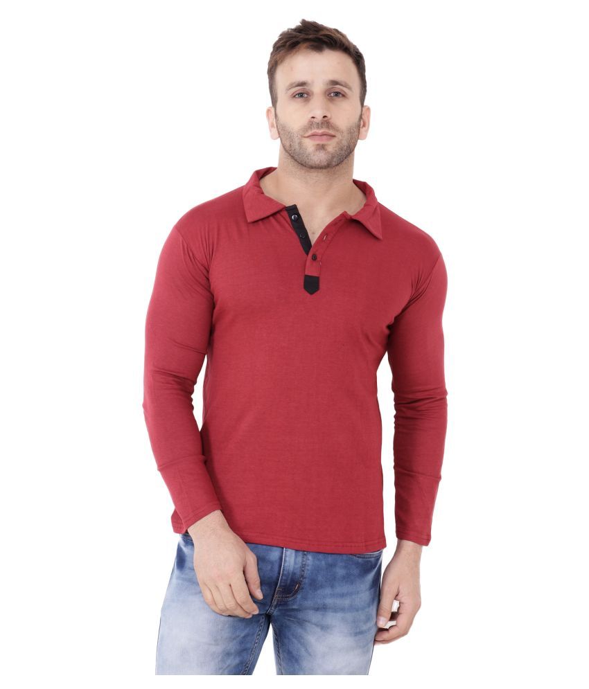     			Tfurnish Cotton Blend Maroon Solids T-Shirt