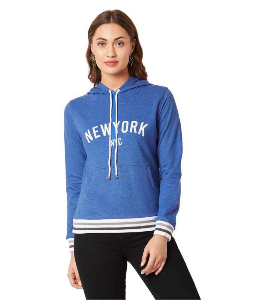 Miss Chase Cotton Blue Hooded Sweatshirt