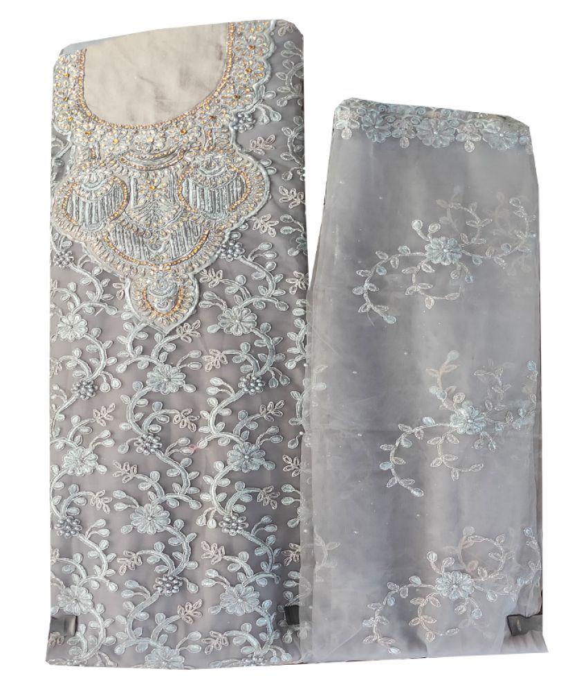 AZAD DYEING Grey Net Dress Material Buy AZAD DYEING Grey Net Dress