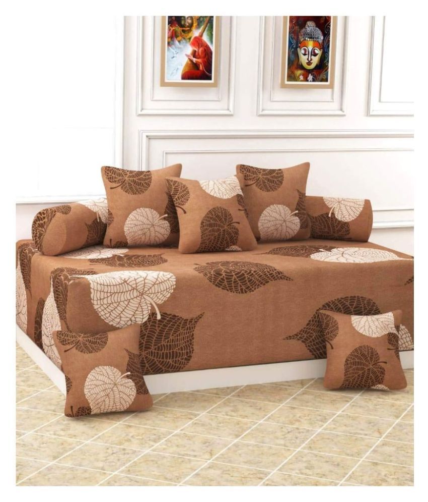 JSAMPS Microfibre Brown Floral Diwan Set 8 Pcs Buy JSAMPS Microfibre