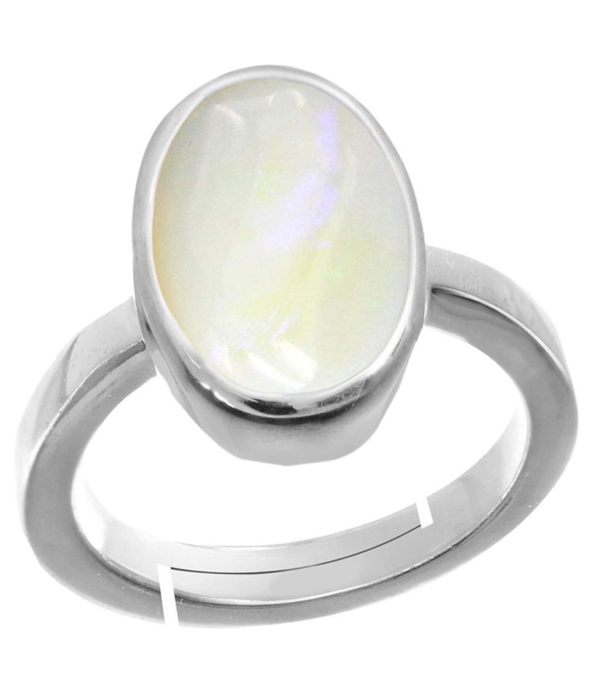 TODANI JEMS® 4.25 ratti Certified White Opal Astrological Silver+white ...
