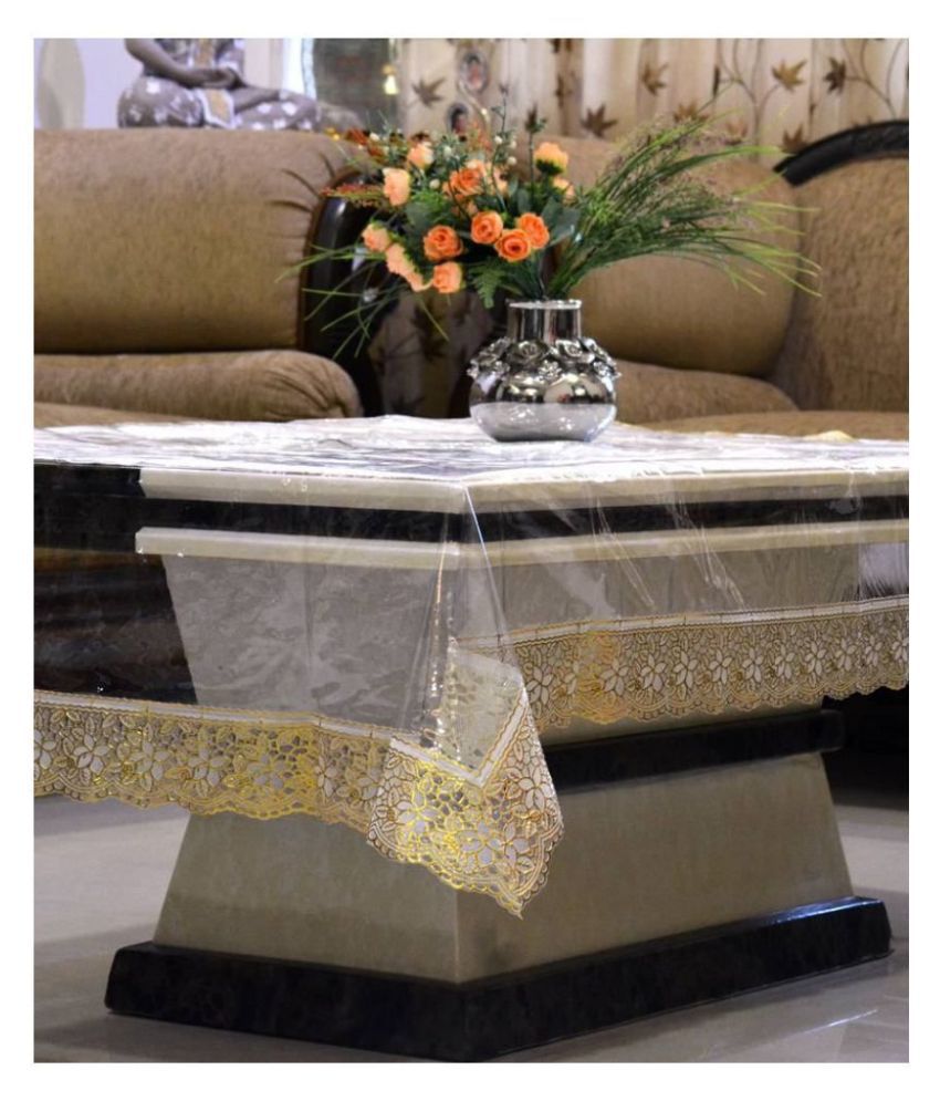     			HOMETALES Gold PVC Table Cover (Pack of 1)