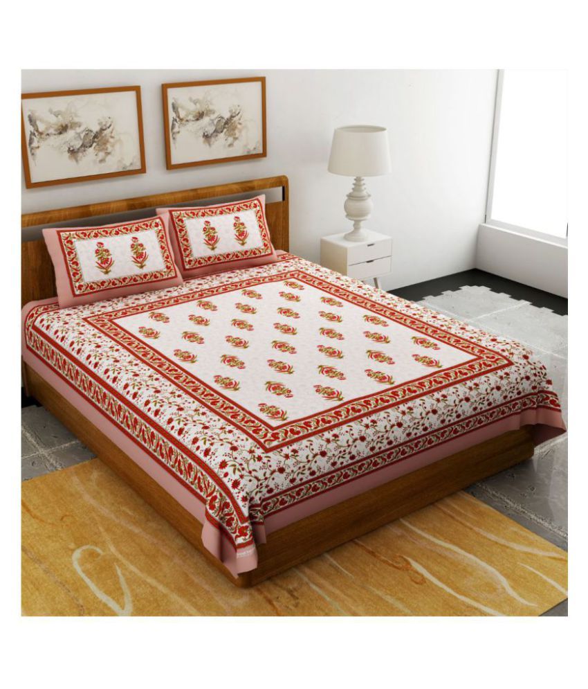     			Uniqchoice Cotton Double Bedsheet with 2 Pillow Covers