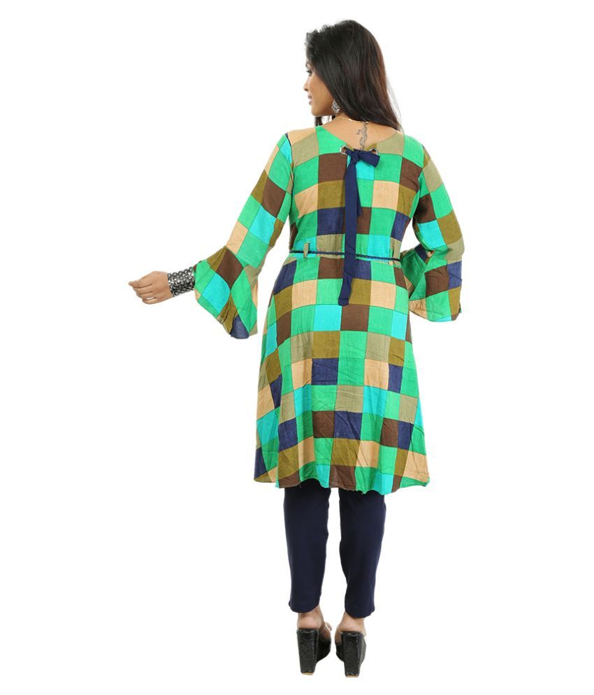 green frock style kurti