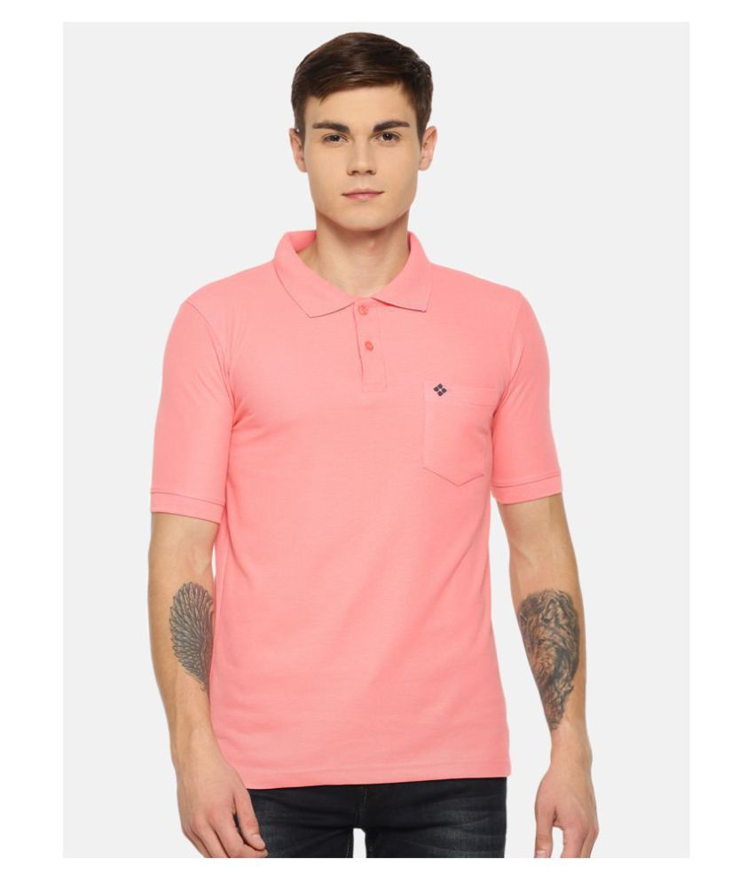     			Dollar Bigboss Cotton Blend Pink Plain Polo T Shirt