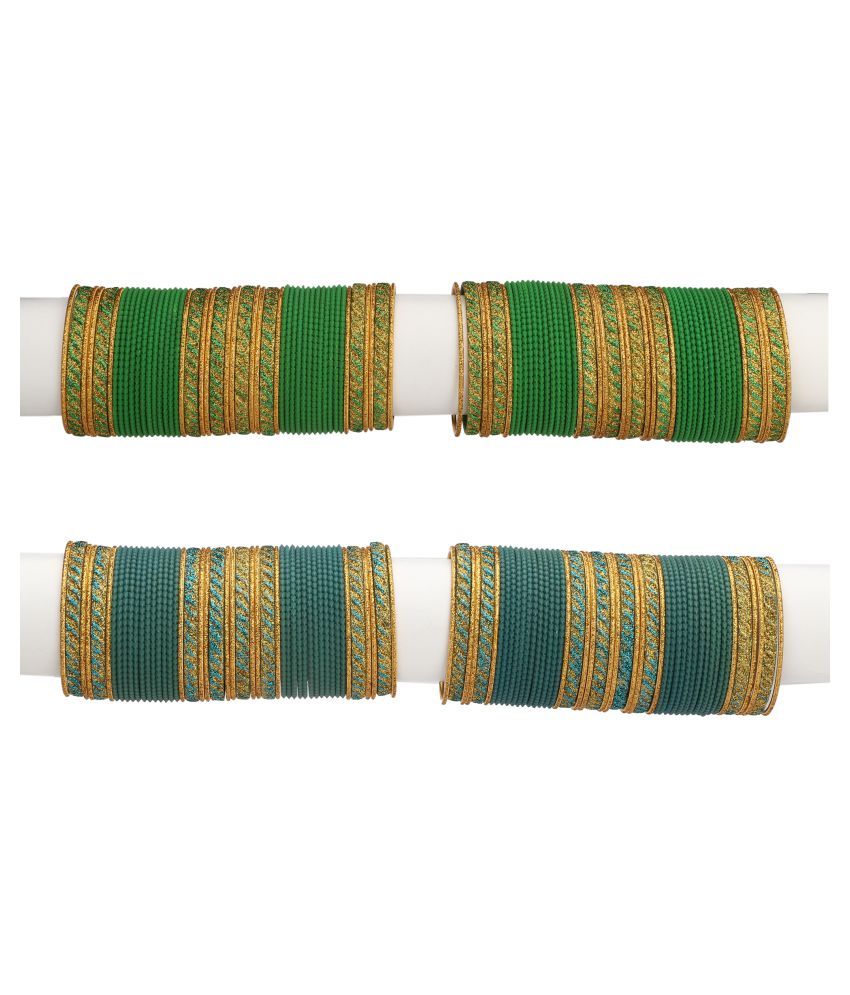     			Somil Designer Two Color Metal Bangle Set Of 96 Bangles Including 8 Kada & 16 Golden Bangles Round, Multicolor, Size-2.4