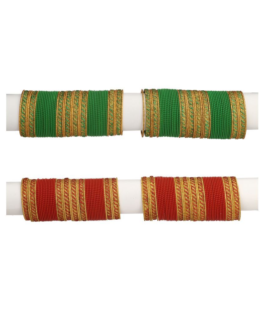     			Somil Designer Two Color Metal Bangle Set Of 96 Bangles Including 8 Kada & 16 Golden Bangles Round, Multicolor, Size-2.4