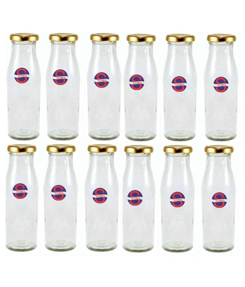     			Somil Glass Storage Bottle, Transparent, Pack Of 12, 300 ml